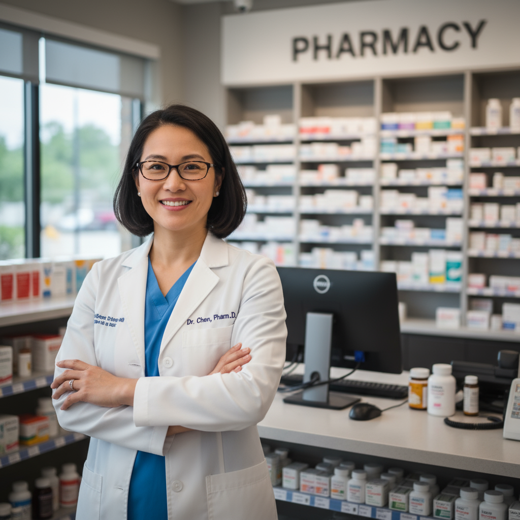 Pharmacist in store